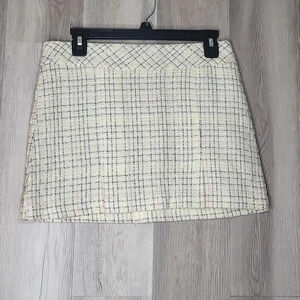 Mandee Knit Skirt Mini Plaid White Yellow Pink Zippered Pleated‎ Juniors 3